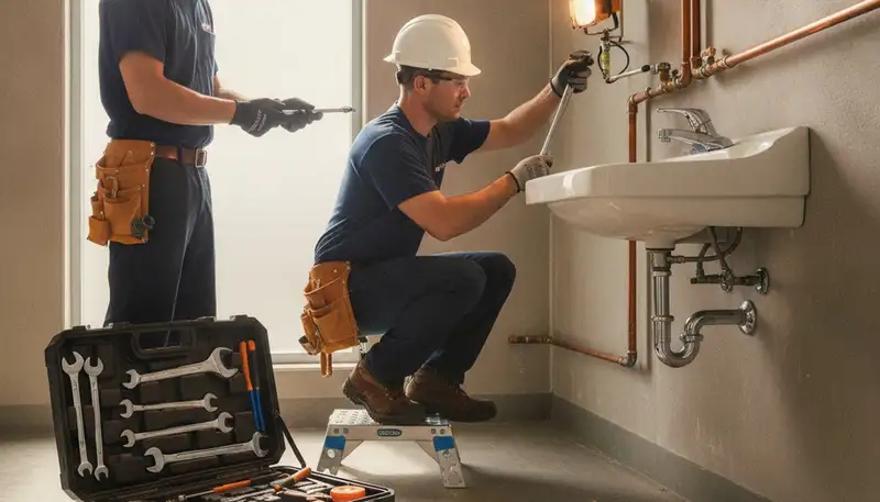 Plumber repairing a pipe in Reno, NV home for fast, reliable plumbing repair service