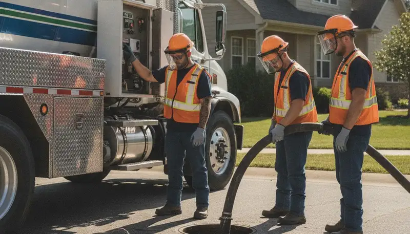 Reno, NV plumber pumping a septic tank for home plumbing maintenance