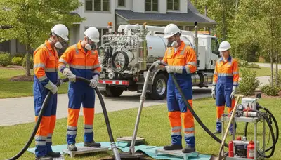 Septic tank cleaning service truck in Reno, NV for residential plumbing repair