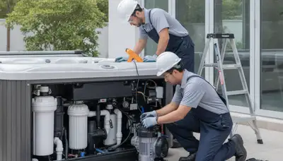 Reno, NV plumber repairing a home spa for fast diagnostics and lasting fixes