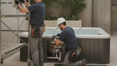 Reno, NV plumber repairing a home spa for fast, reliable spa repair service